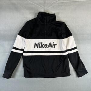 Nike Air Tracksuit Jacket Kids Boys Medium Black 1/4 Zip Sweatshirt Spell Out